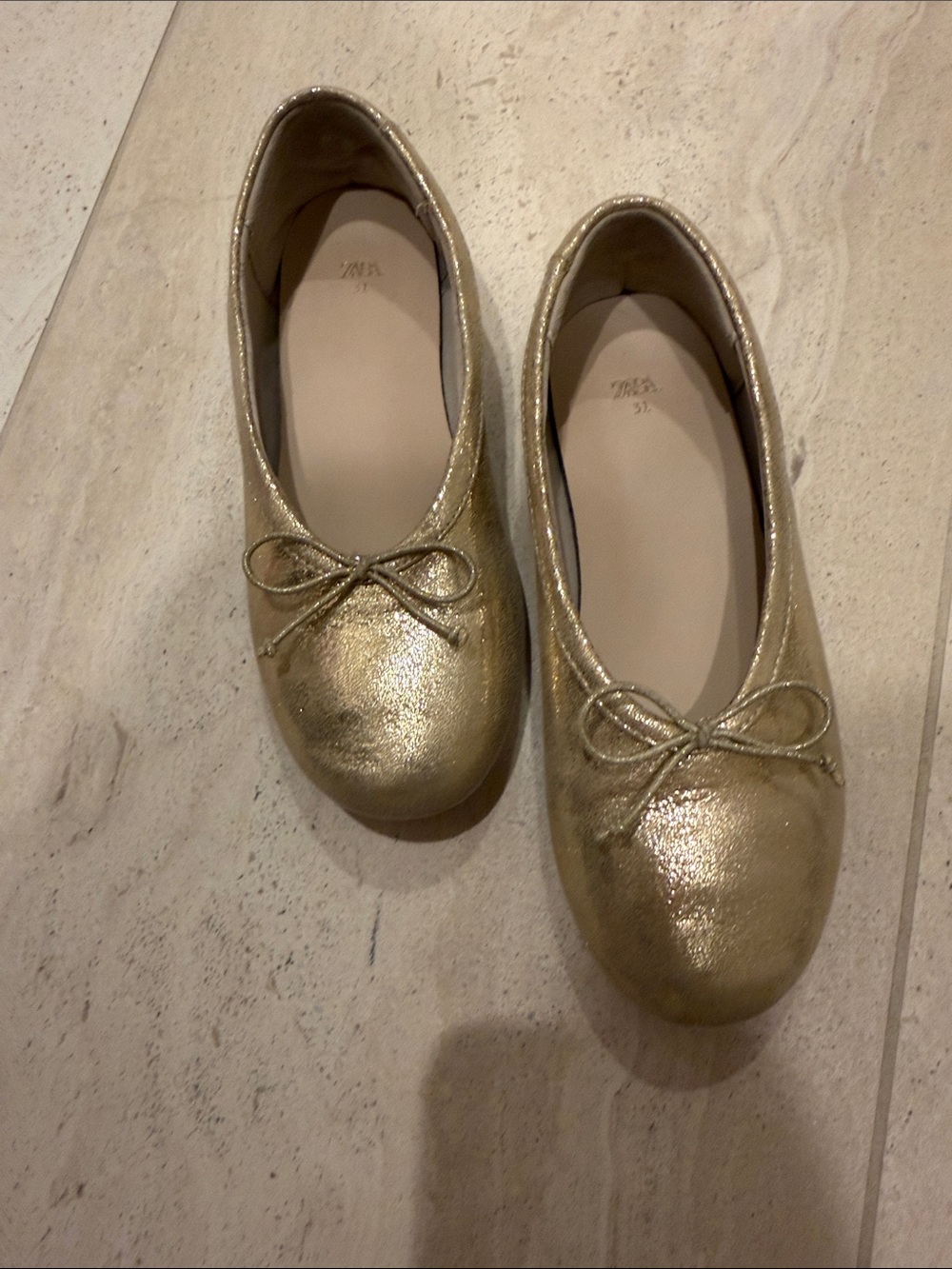 Zara Girls Gold Ballet Flats